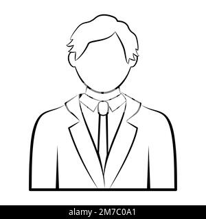 Businessman avatar profile icon. Male face with office suit and tie. Outline style Vector illustration Stock Vector