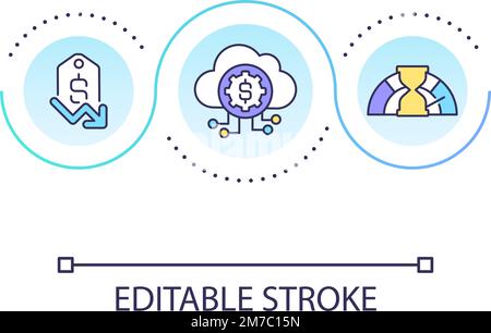 Reduce cloud service costs loop concept icon Stock Vector