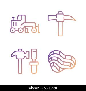 Quarry mining pixel perfect gradient linear vector icons set Stock Vector