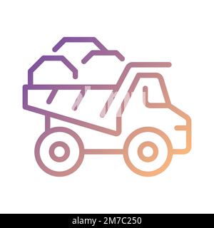 Dump truck pixel perfect gradient linear vector icon Stock Vector