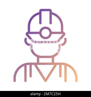 Miner pixel perfect gradient linear vector icon Stock Vector