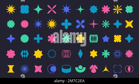 Brutalism geometric shapes. Minimalist abstract forms, basic shape elements and modern graphic figures vector set Stock Vector