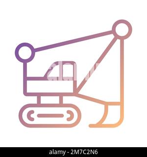 Dragline excavator pixel perfect gradient linear vector icon Stock Vector