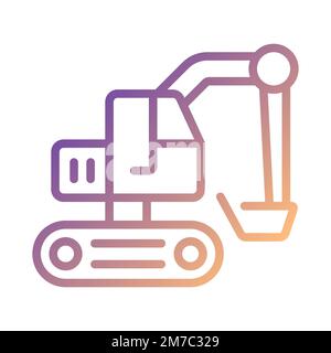 Excavator pixel perfect gradient linear vector icon Stock Vector