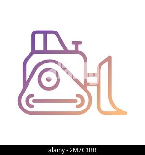 Bulldozer pixel perfect gradient linear vector icon Stock Vector