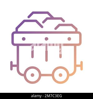 Coal cart pixel perfect gradient linear vector icon Stock Vector