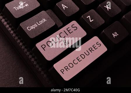 Writing displaying text Policies Procedures. Word for list of rules defines customer and buyer rights Stock Photo
