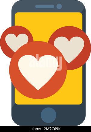 Phone subscribe like icon flat vector. Email message. Notice button isolated Stock Vector