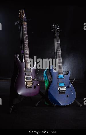 Ed Wynne's Ibanez and Gibson SE electric guitars Stock Photo