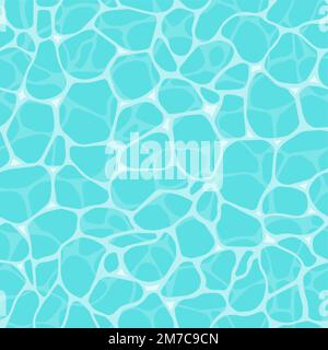 Water texture. Swimming pool water ripples, sea surface reflections and caustic pattern seamless vector background Stock Vector