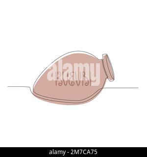 Line Kvevri vector illustration. Traditional Georgian clay Qvevri for making wine. Stock Vector