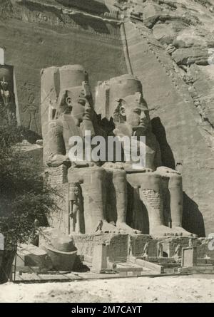The Colossi at the Great Temple of Abou Simbel, Egypt 1950s Stock Photo