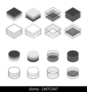 Layered paper stacks set Stock Vector
