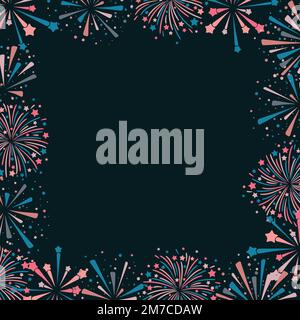 Flat abstract fireworks background Stock Vector