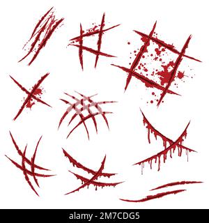 Scratched claw wounds set Stock Vector