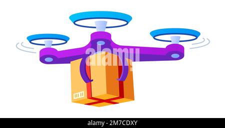 Drone delivery - modern flat design style single isolated image Stock Vector