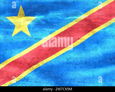 Waving flag of the Democratic Republic of the Congo isolated on white ...