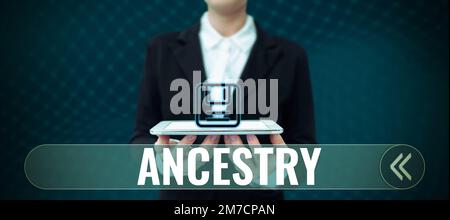 Writing displaying text Ancestry. Business idea the history or developmental process of a phenomenon object idea or style Stock Photo