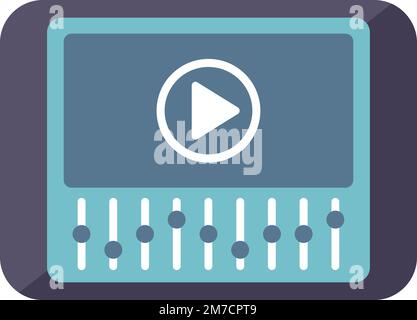 Tablet edit video icon flat vector. Montage film. Animation footage isolated Stock Vector