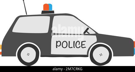 drawing of police car for children, scandinavian style vector illustration Stock Vector