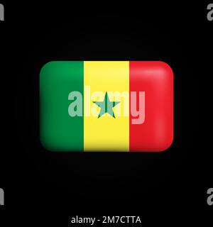 Senegal Flag 3D Icon. National Flag of Senegal. Vector illustration Stock Vector