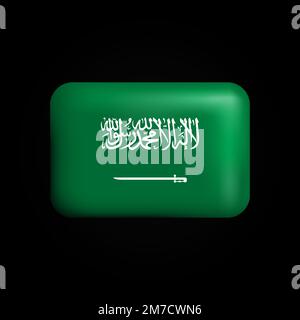 Saudi ArabiaFlag 3D Icon. National Flag of Saudi Arabia. Vector illustration Stock Vector