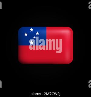 Samoa Flag 3D Icon. National Flag of Samoa. Vector illustration Stock Vector