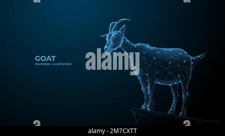 Goat. Technology Digital Polygon Vector on dark background. Stock Vector