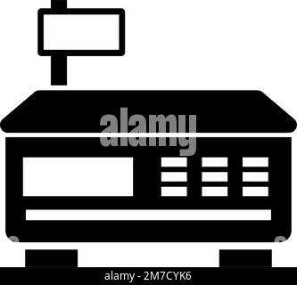 Groceries Digital Weighing Scale. Flat Vector Icon illustration. Simple black symbol on white background. Groceries Digital Weighing Scale sign design Stock Vector