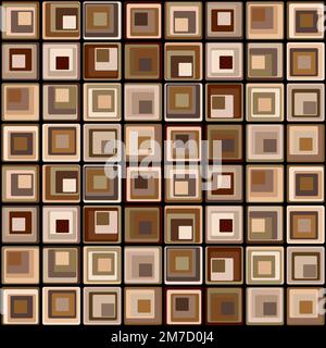 Brown geometrical pattern with squares Stock Vector