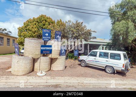 Napier, South Africa - Sep 23, 2022: A street scene, with the Moerse Padstal, in Napier in the Western Cape Province Stock Photo
