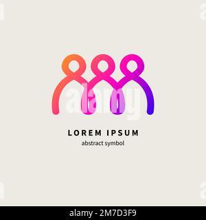 People linked in chain abstract line logo, business icon. Geometric shape linear vector people Stock Vector