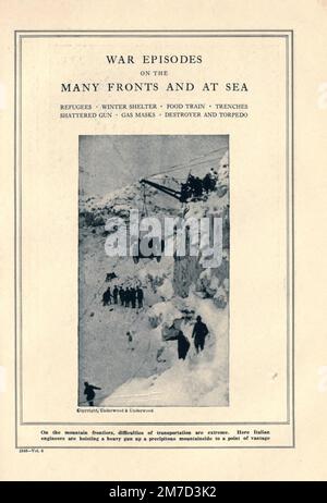 ITALIAN ENGINEER HOISTING A GUN INTO POSITION from the book The story of the great war; the complete historical records of events to date DIPLOMATIC AND STATE PAPERS by Reynolds, Francis Joseph, 1867-1937; Churchill, Allen Leon; Miller, Francis Trevelyan, 1877-1959; Wood, Leonard, 1860-1927; Knight, Austin Melvin, 1854-1927; Palmer, Frederick, 1873-1958; Simonds, Frank Herbert, 1878-; Ruhl, Arthur Brown, 1876-  Volume VI Published 1920 Stock Photo