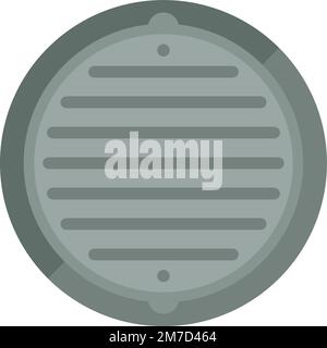 Underground manhole icon flat vector. Street lid. Circle metal isolated Stock Vector