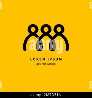 People linked in chain abstract line logo, business icon. Geometric shape linear vector people Stock Vector