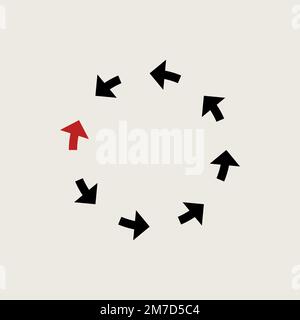 Conflict with system concept, opposition, arrows in opposite directions Stock Vector