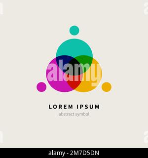 Linked people, abstract logo, business icon. Geometric shape linear vector people Stock Vector