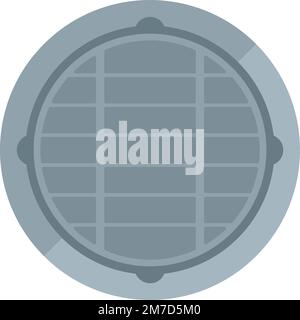 Water manhole icon flat vector. Street sewer. Lid cap isolated Stock Vector