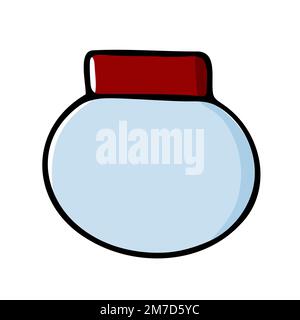 Doodle jar for spices. Color container with lid on white background. Hand-drawn cozy kitchen utensils, dishes for food, cooking. Cafe, organization of Stock Vector