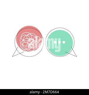 Online help, logo consultation. Two bubbles with question and answer, vector icon, coach concept. Support service metaphor Stock Vector
