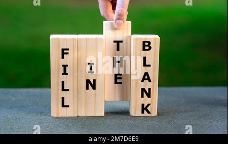 Blocks form the expression 'fill in the blank'. Stock Photo