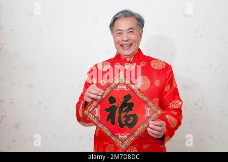 The elderly celebrating festival Stock Photo