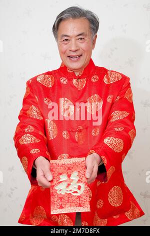 The elderly celebrating festival Stock Photo