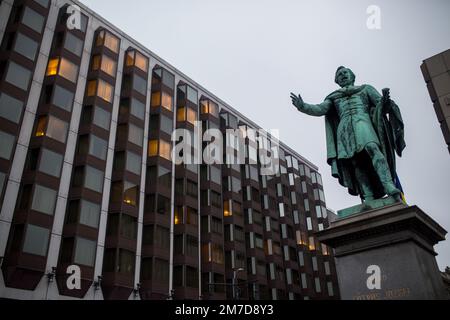 Statue of 19th century Hungarian writer Baron Eotvos Jozsef in Budapest, Hungary Stock Photo