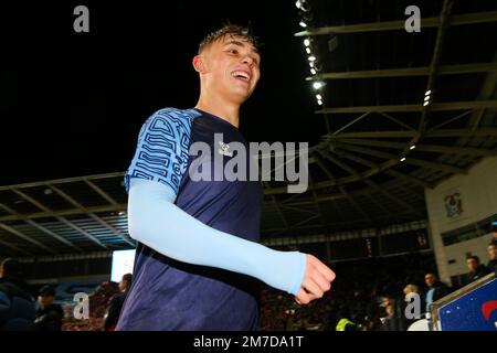 Coventry City's Callum Doyle makes his way back down the tunnel after warming up ahead of the Emirates FA Cup third round match at the Coventry Building Society Arena, Coventry. Picture date: Saturday January 7, 2023. Stock Photo
