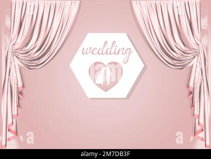 Elegant wedding photozone flat color vector illustration. Elegant couch. Luxurious sofa. Floral arch in heart shape. Romantic photo zone. Event hall 2 Stock Vector