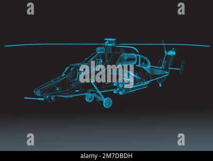 Wireframe of the aircraft from the blue lines. Polygonal plane. View from above. 3D. Vector illustration. Stock Vector