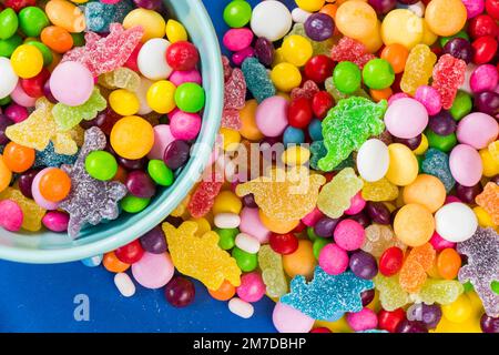 candies in the bowl, colorful candies background, large group of candies Stock Photo