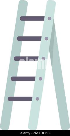 Rung ladder icon flat vector. Wood construction. Stair metal isolated Stock Vector