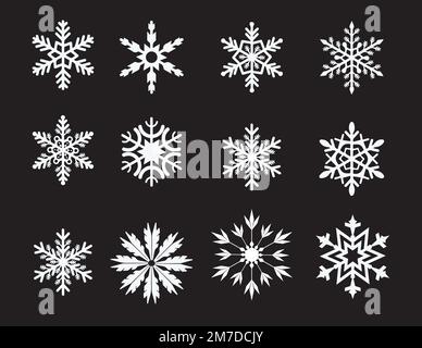 Hello, winter border, snow night. Falling snowflakes on dark blue background. Snowfall vector illustration. Stock Vector